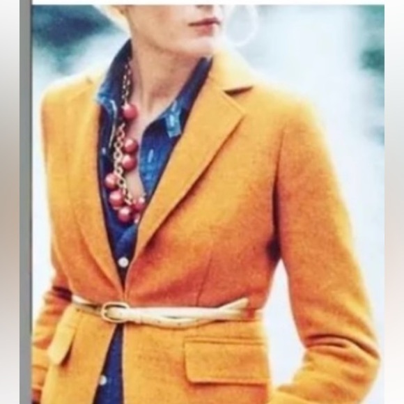 J. Crew Jackets & Blazers - J. Crew Donegal Tweed Ecole Wool Cropped Blazer Size 8 Pumpkin Yellow Marigold